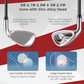 9 Pieces Women's Complete Golf Club Set with 460cc Alloy Driver and 3 Head Covers
