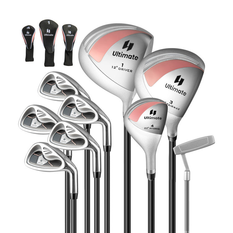 9 Pieces Women's Complete Golf Club Set with 460cc Alloy Driver and 3 Head Covers