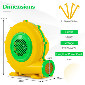 950W 1.3 HP Electric Blower, 2160 PA PA Air Blower for Inflatables