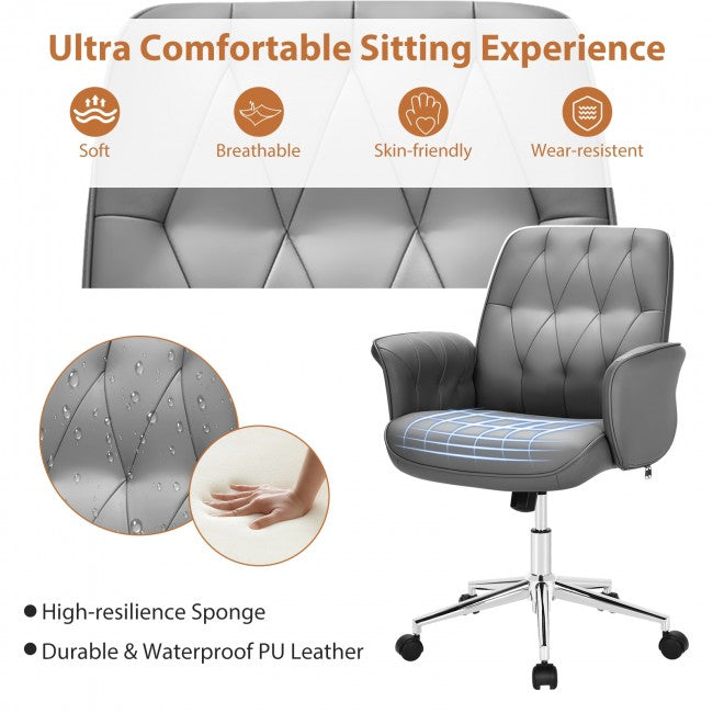 Chairliving - PU Leather Adjustable Swivel with Armrest Home Office Leisure Chair