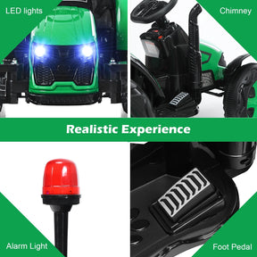 12V 2-in-1 Electric Kids Ride on Car Tractor with Remote Control LED Light Horn