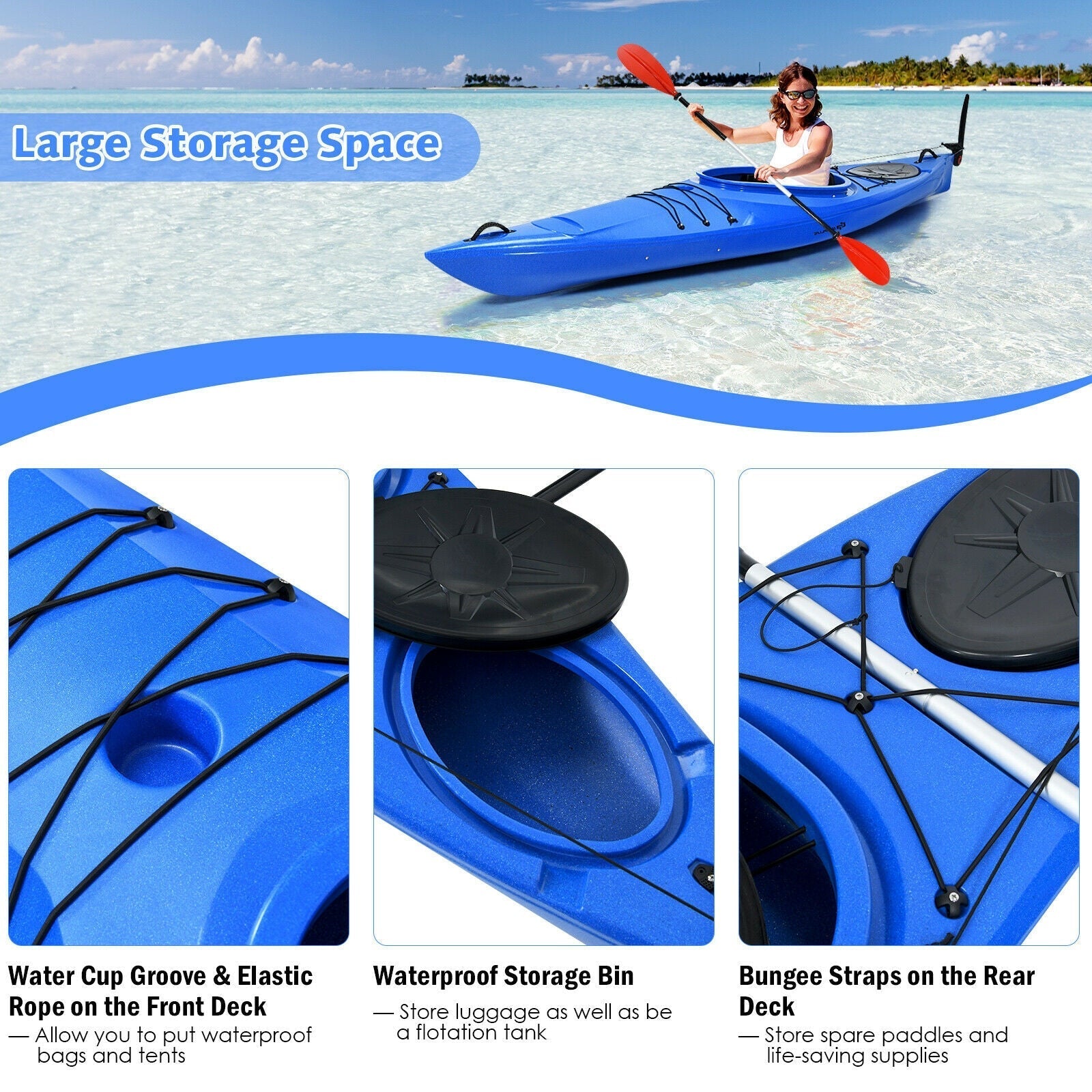 Single Sit-in Kayak Fishing Kayak Boat With Paddle and Detachable Rudder