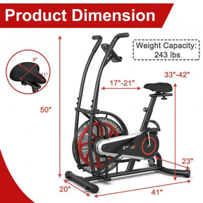 Motion Upright Air Bike Fan Exercise Bike with Unlimited Resistance and Adjustable Seat
