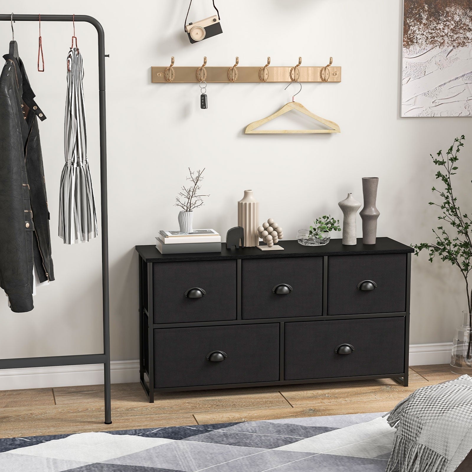 5 Drawer Storage Organizer Unit Horizontal Storage Cube Dresser Unit