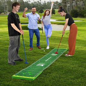Portable Putting Green Mat with 2 Adjustable Putters, 6 Balls, Carrying Bag, Golf Putting Mat for Party