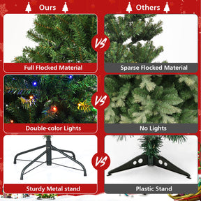 Pre-Lit Artificial Christmas Tree with Multicolored 150 LED Lights and Metal Stand