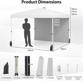 3 x 3 m Pop up Canopy Tent w/ 1 Sidewall