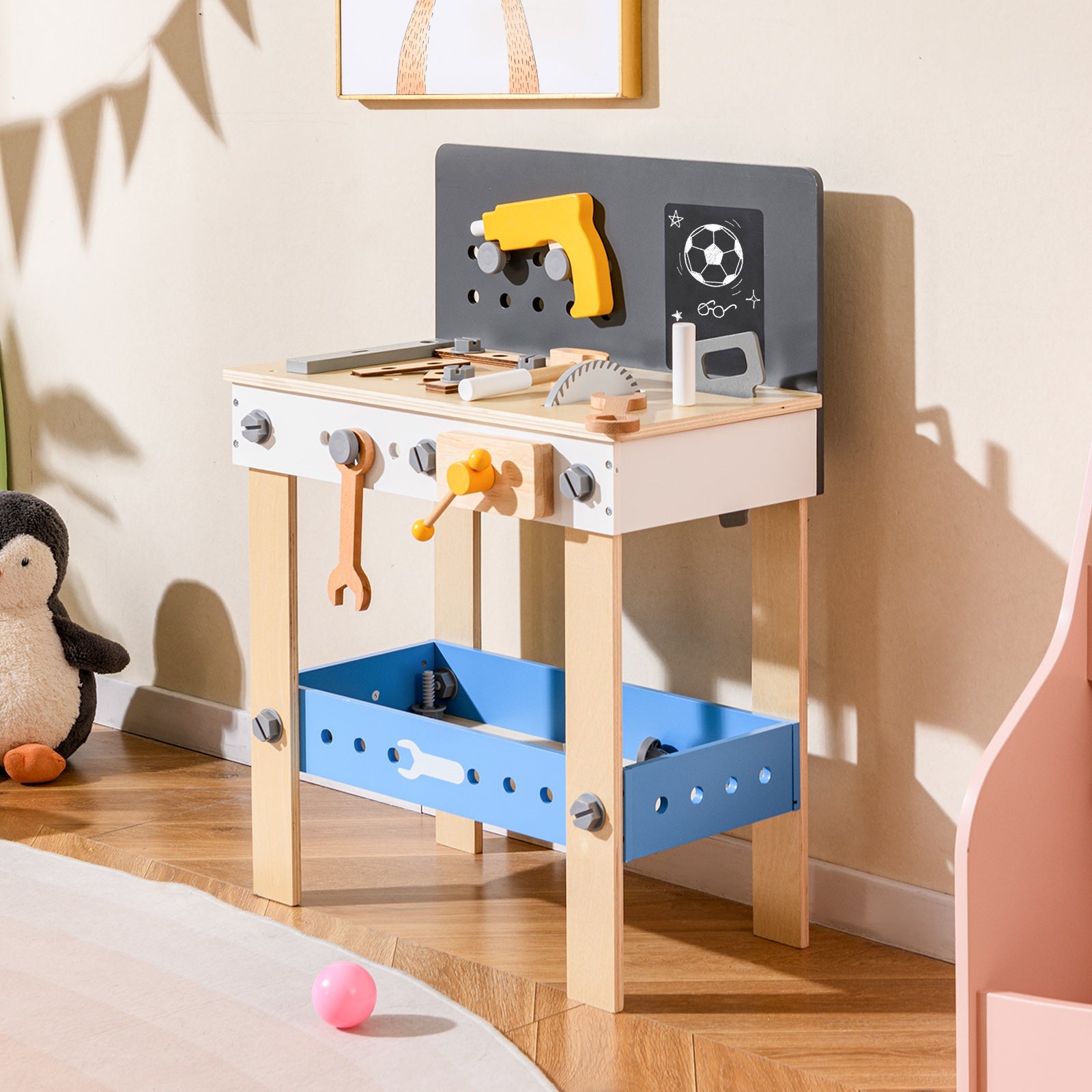 Wooden Play Workbench with Tools Set