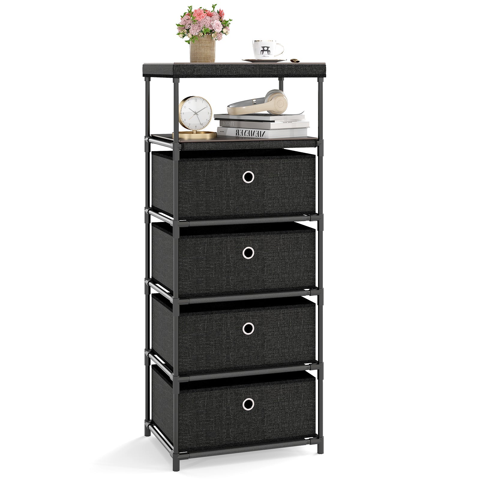 Narrow Dresser with 5 Drawers Slim Storage Tower Space-Saving Chest of Drawers