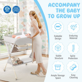 BABY JOY Baby Changing Table, Foldable Diaper Changing Station