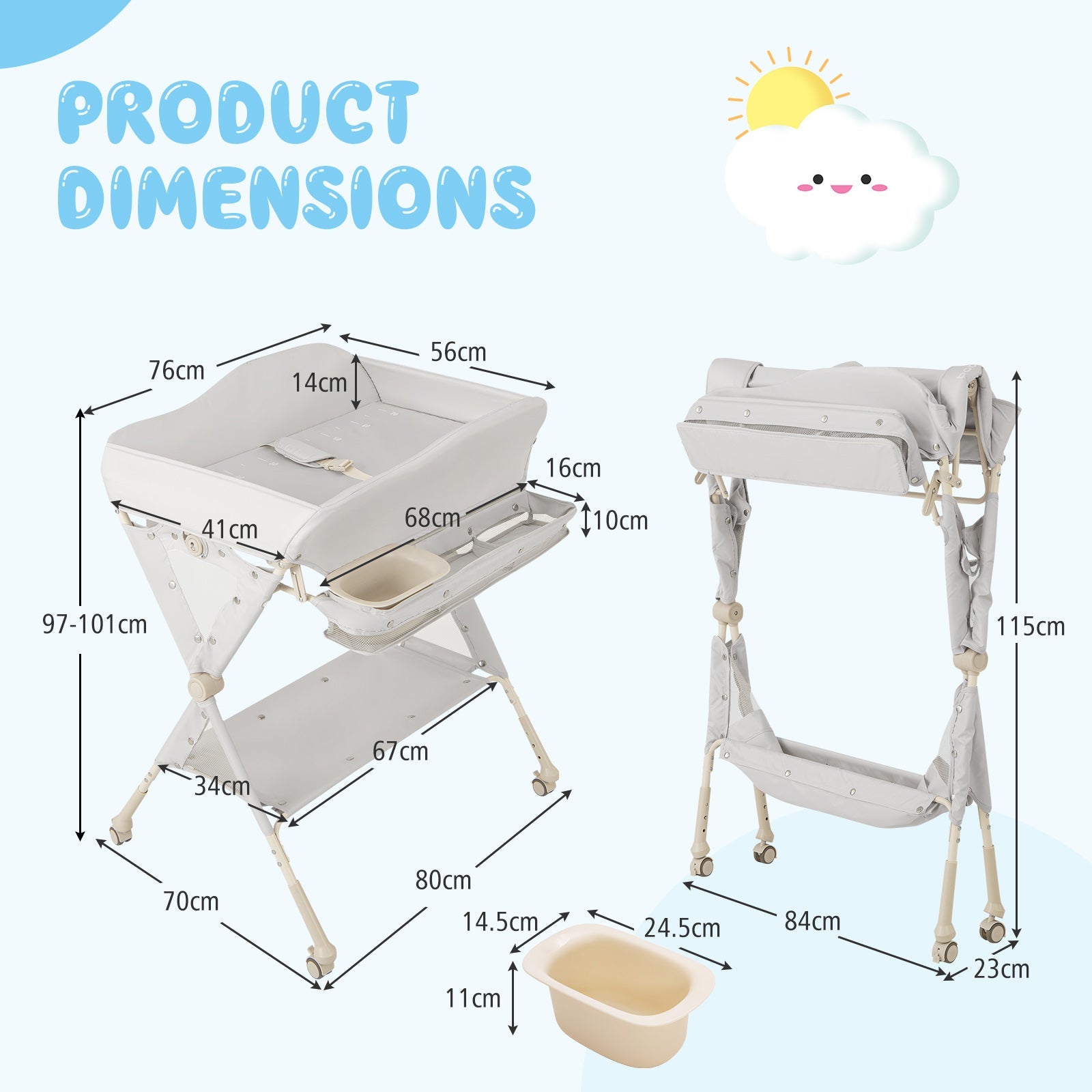 BABY JOY Baby Changing Table, Foldable Diaper Changing Station