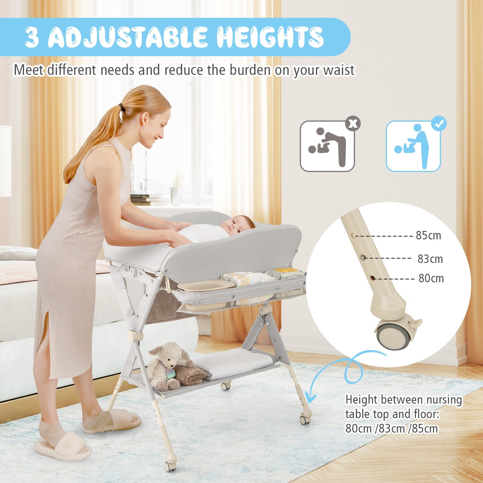 BABY JOY Baby Changing Table, Foldable Diaper Changing Station