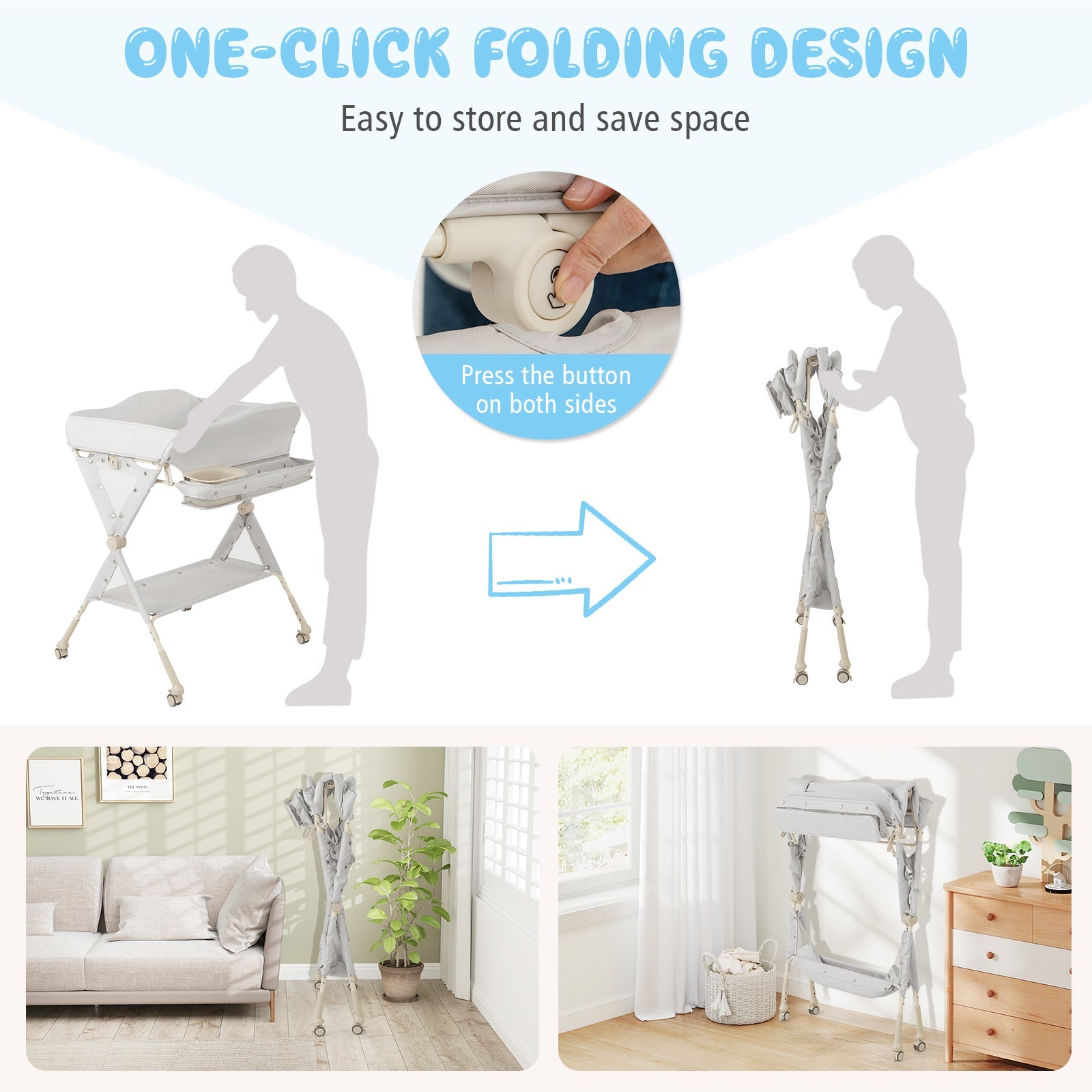 BABY JOY Baby Changing Table, Foldable Diaper Changing Station