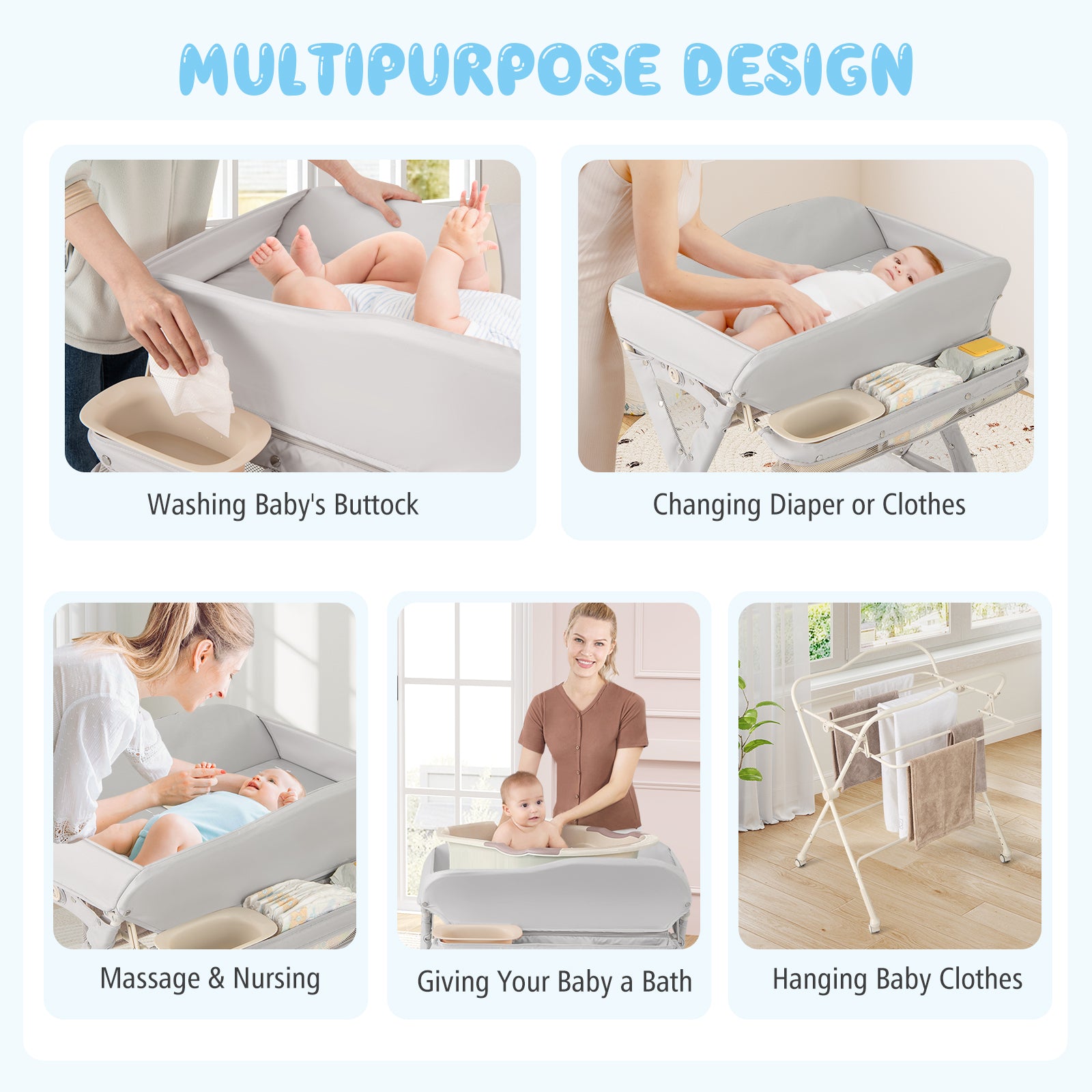 BABY JOY Baby Changing Table, Foldable Diaper Changing Station