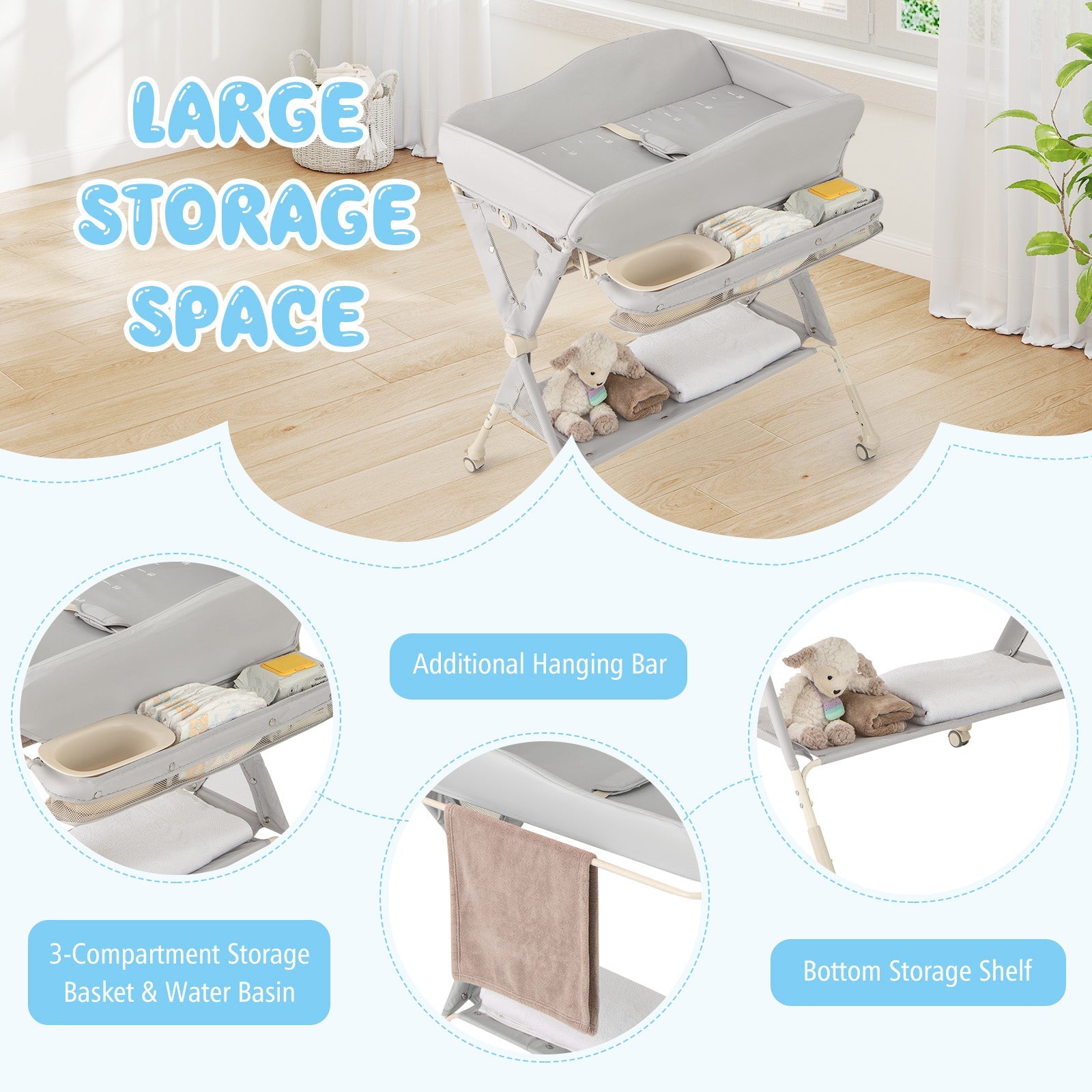 BABY JOY Baby Changing Table, Foldable Diaper Changing Station