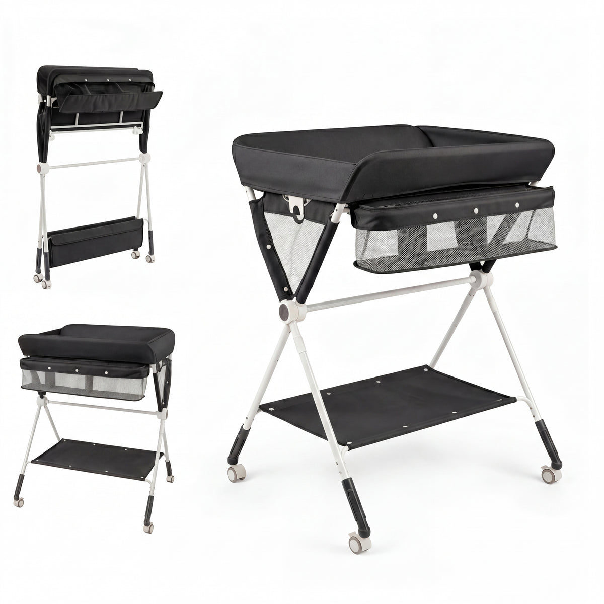 Portable Baby Changing Table, Foldable Diaper Changing Station w/ 3-Level Adjustable Height