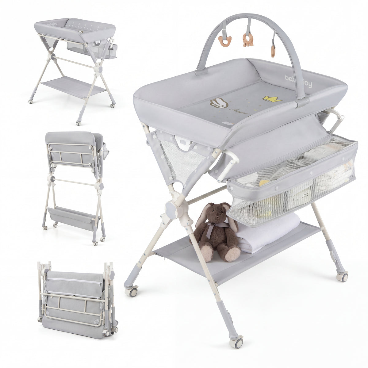 Baby Changing Table, Foldable Diaper Changing Station w/Storage Bag & Shelf