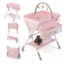 Baby Changing Table, Foldable Diaper Changing Station w/Storage Bag & Shelf