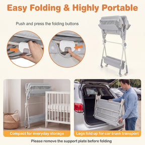 Baby Changing Table, Foldable Diaper Changing Station w/Storage Bag & Shelf