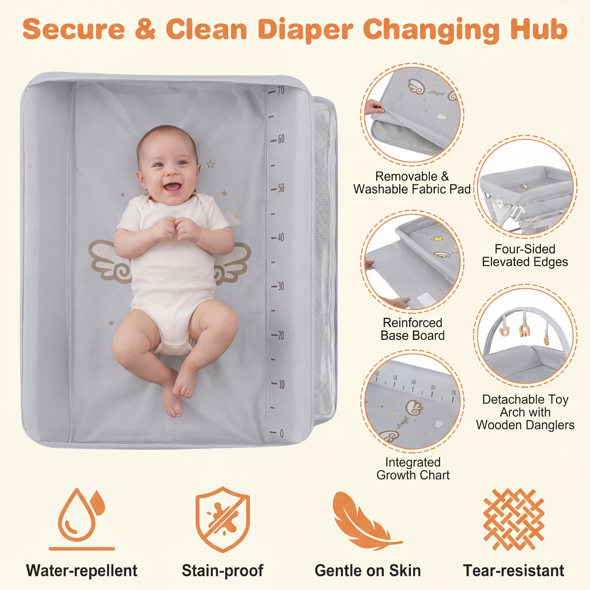 Baby Changing Table, Foldable Diaper Changing Station w/Storage Bag & Shelf