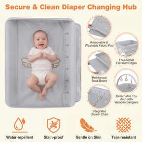 Baby Changing Table, Foldable Diaper Changing Station w/Storage Bag & Shelf