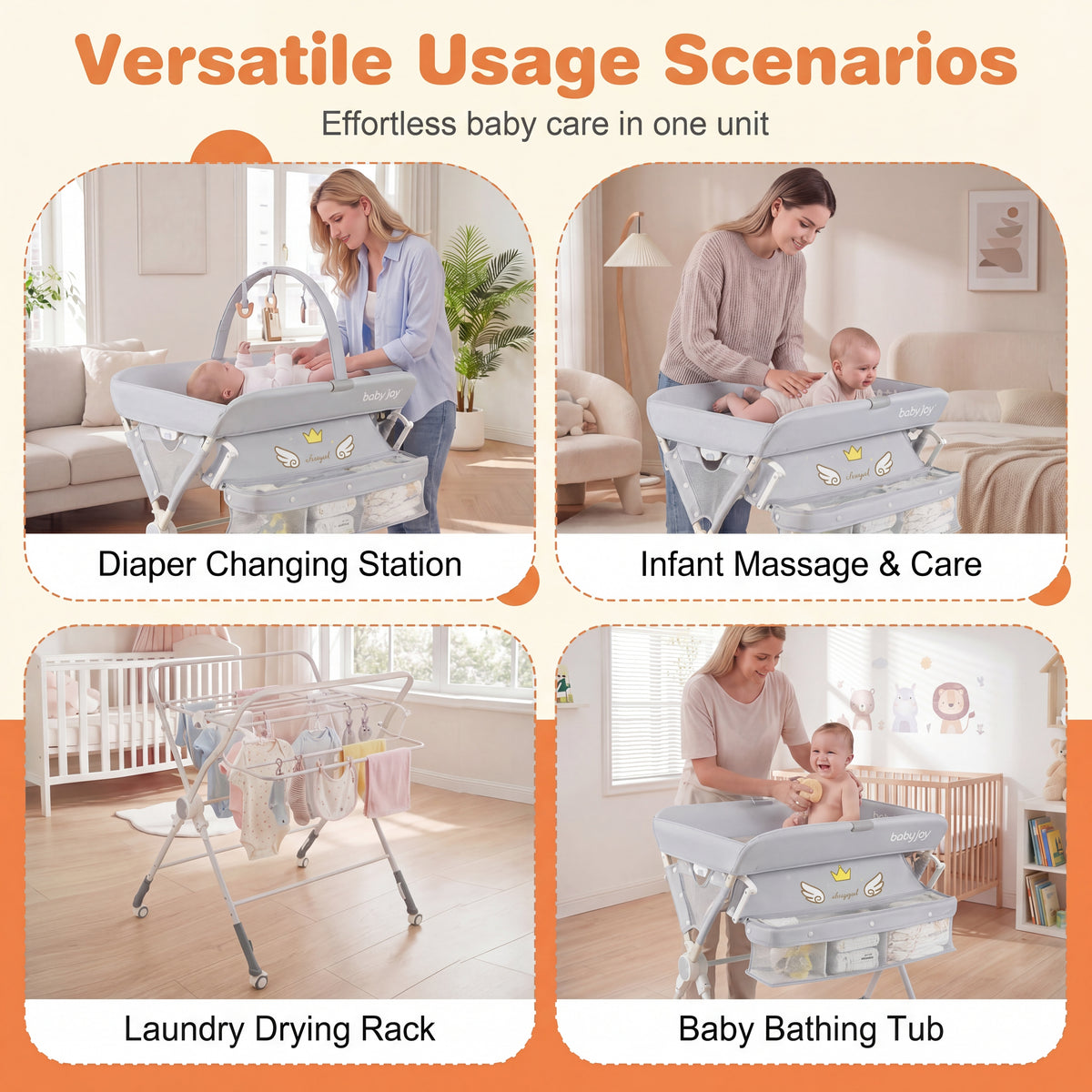 Baby Changing Table, Foldable Diaper Changing Station w/Storage Bag & Shelf
