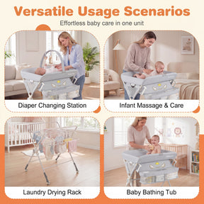 Baby Changing Table, Foldable Diaper Changing Station w/Storage Bag & Shelf