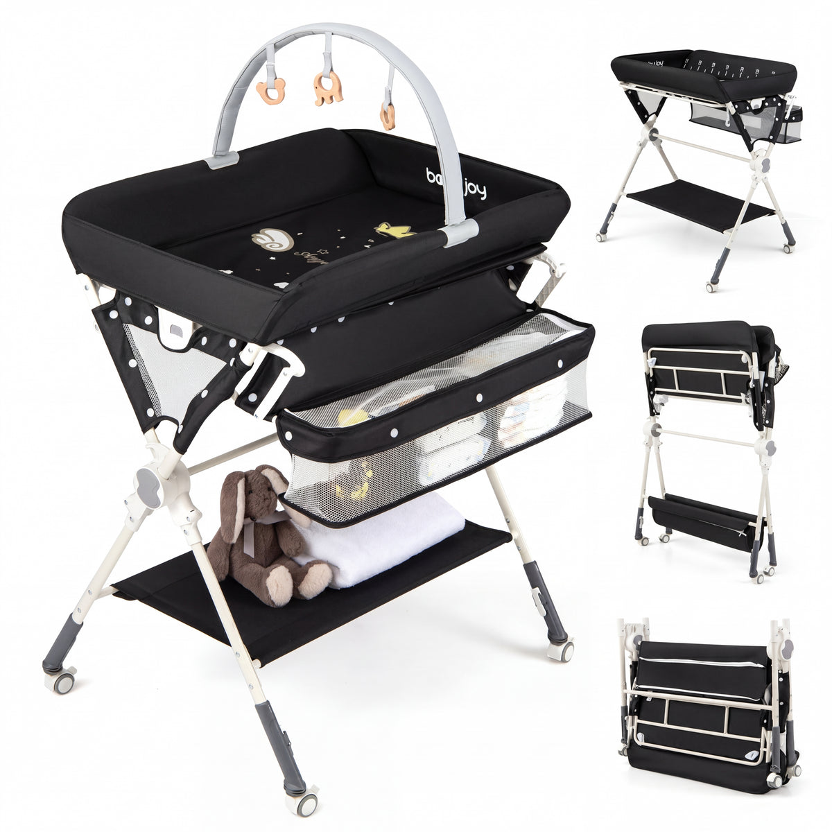 Baby Changing Table, Foldable Diaper Changing Station w/Storage Bag & Shelf