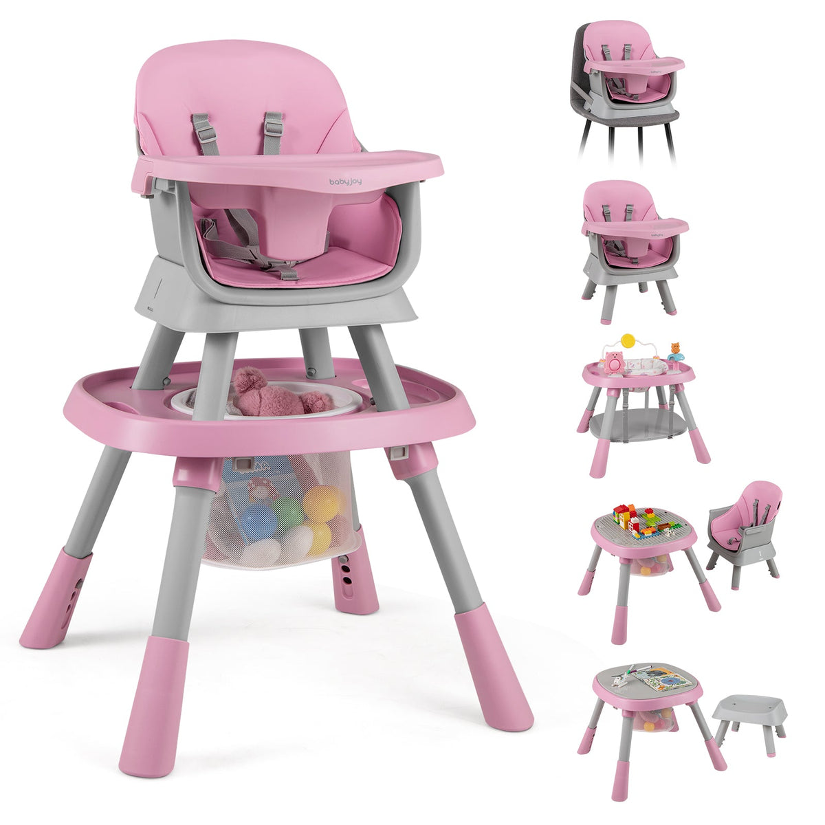 16-in-1 Baby High Chair, Convertible Highchair for Babies and Toddlers with Activity Center