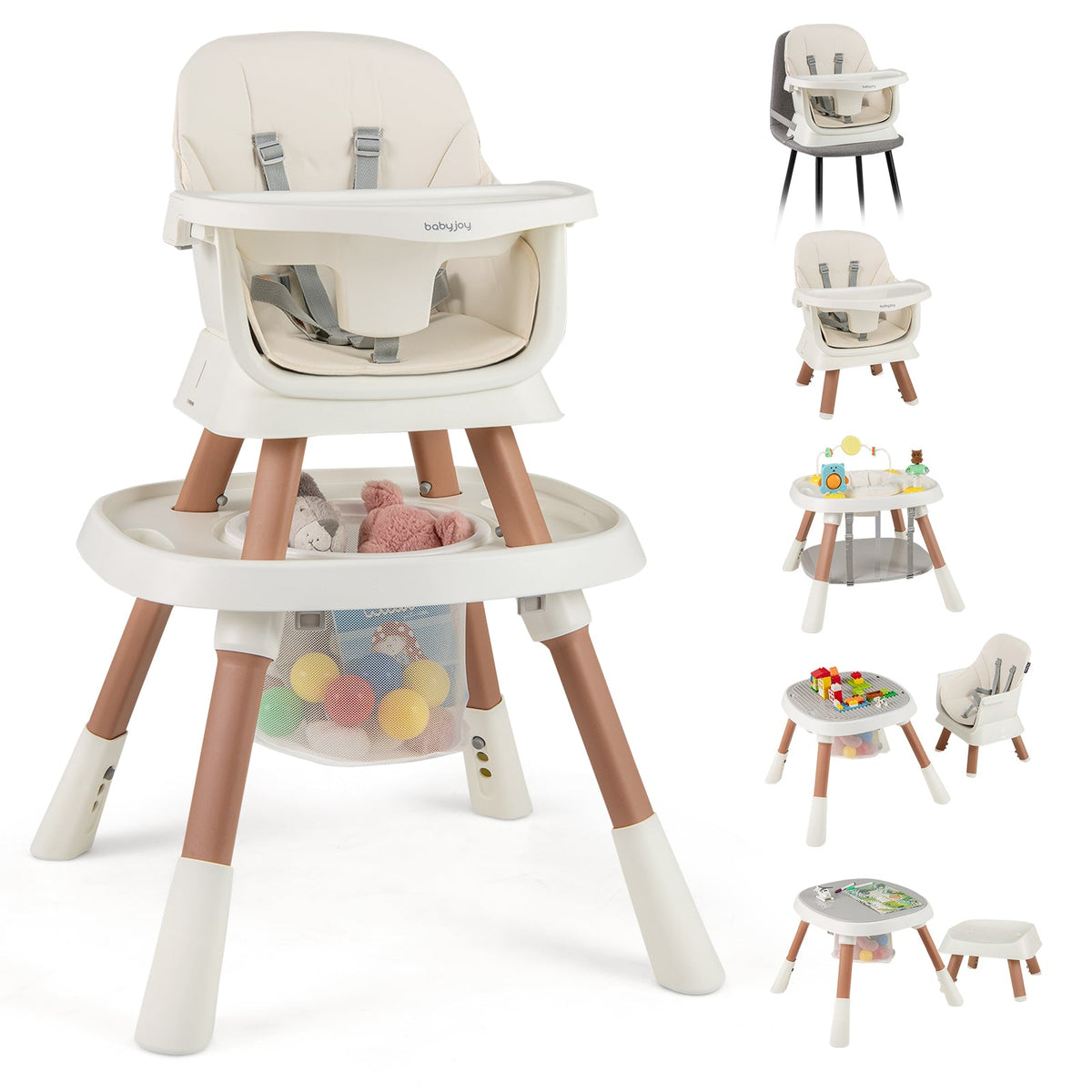 16-in-1 Baby High Chair, Convertible Highchair for Babies and Toddlers with Activity Center