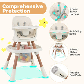 16-in-1 Baby High Chair, Convertible Highchair for Babies and Toddlers with Activity Center
