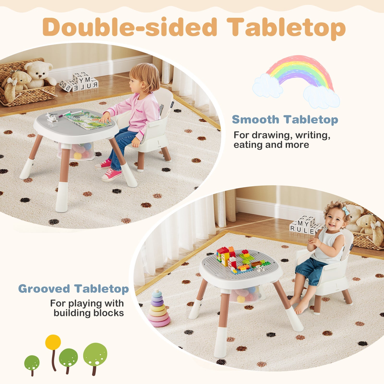 16-in-1 Baby High Chair, Convertible Highchair for Babies and Toddlers with Activity Center