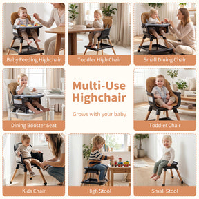 9-in-1 Convertible High Chair, Infants Booster Seat w/Harness and Waterproof Seat Cushion