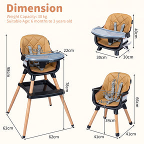 9-in-1 Convertible High Chair, Infants Booster Seat w/Harness and Waterproof Seat Cushion