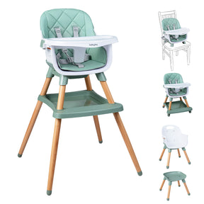 9-in-1 Convertible High Chair, Infants Booster Seat w/Harness and Waterproof Seat Cushion