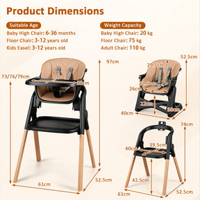7-in-1 Convertible Foldable Baby High Chair with Adjustable Tray