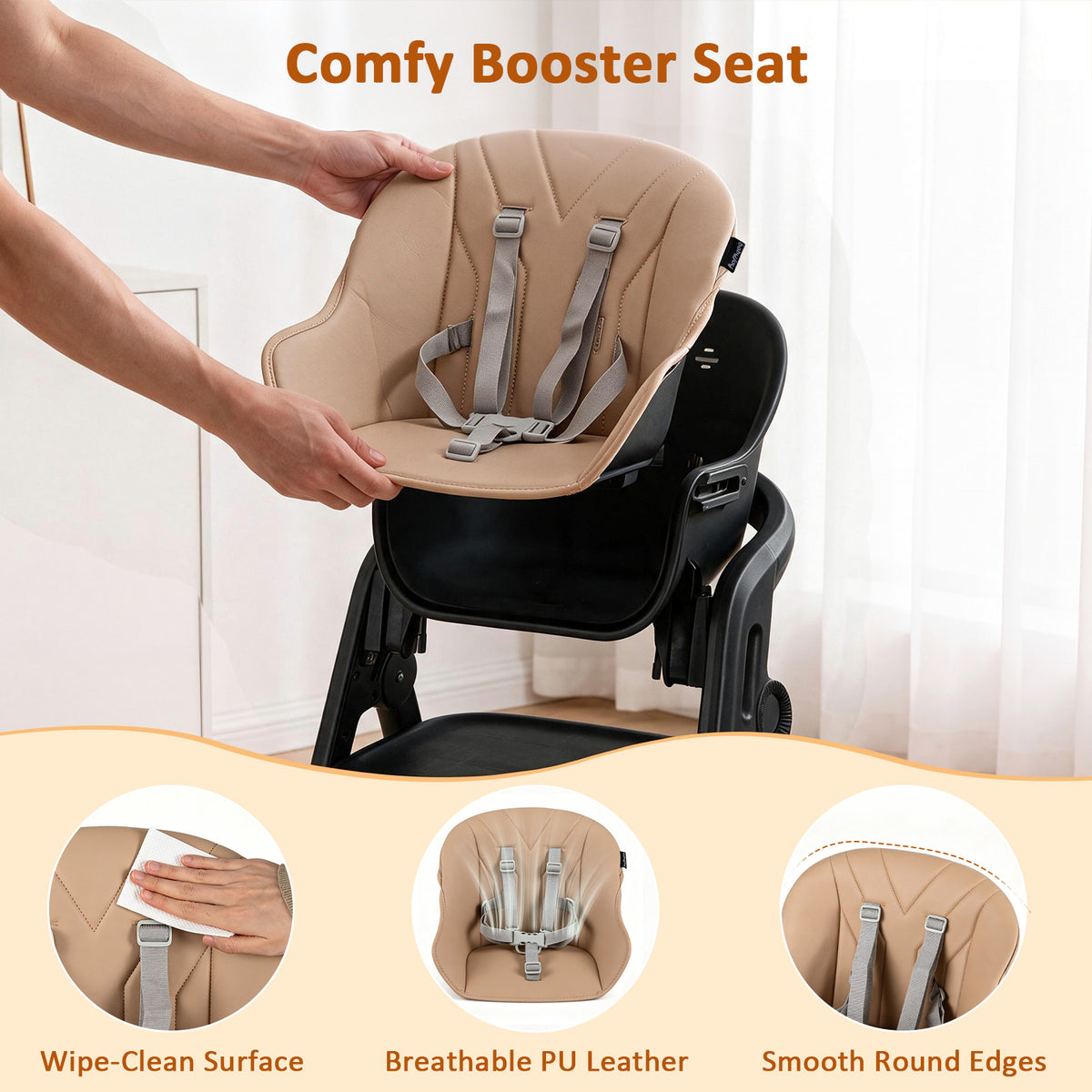 7-in-1 Convertible Foldable Baby High Chair with Adjustable Tray