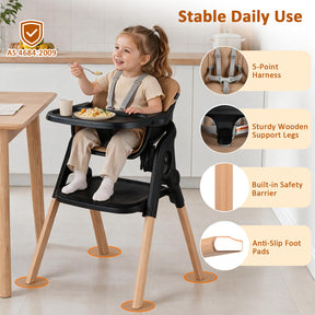 7-in-1 Convertible Foldable Baby High Chair with Adjustable Tray