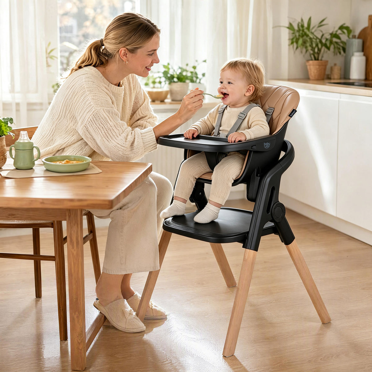 7-in-1 Convertible Foldable Baby High Chair with Adjustable Tray