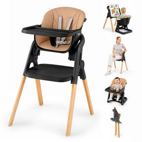 7-in-1 Convertible Foldable Baby High Chair with Adjustable Tray