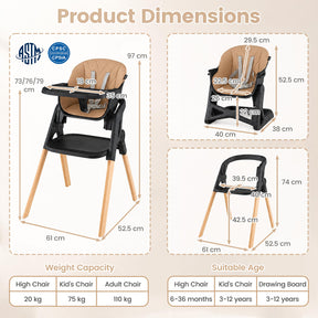 7-in-1 Convertible Foldable Baby High Chair with Adjustable Tray