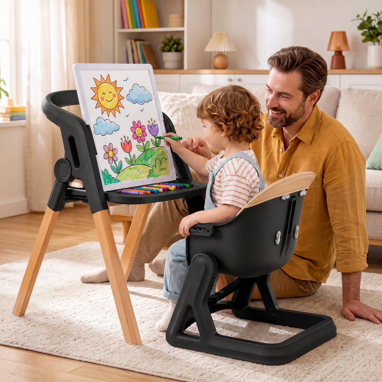7-in-1 Convertible Foldable Baby High Chair with Adjustable Tray