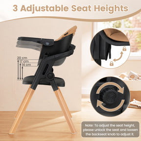 7-in-1 Convertible Foldable Baby High Chair with Adjustable Tray