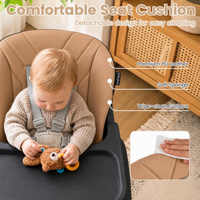 7-in-1 Convertible Foldable Baby High Chair with Adjustable Tray