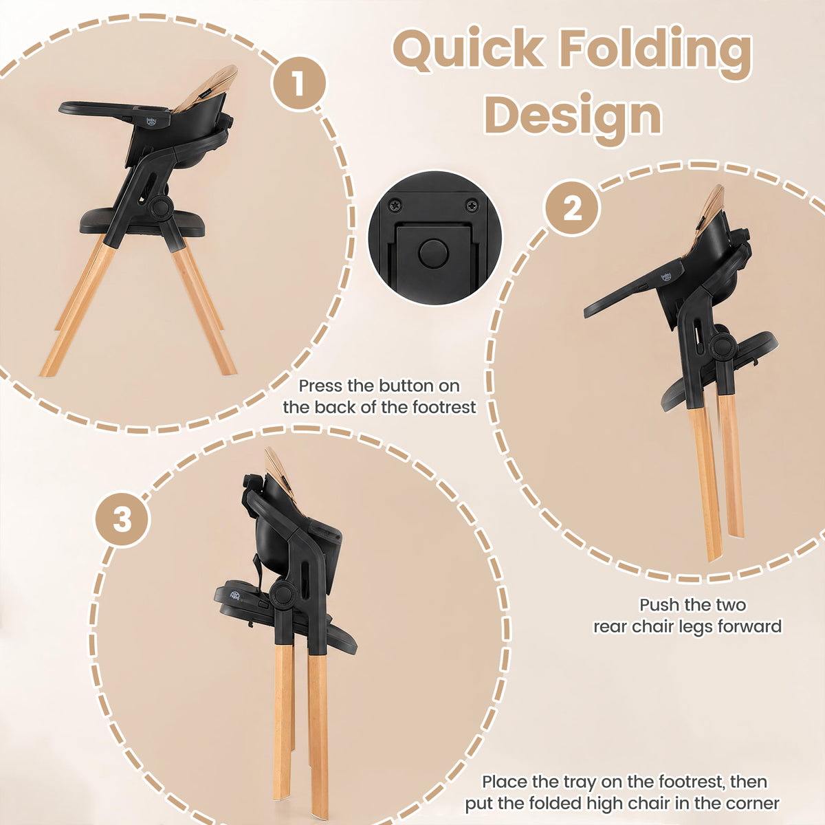 7-in-1 Convertible Foldable Baby High Chair with Adjustable Tray