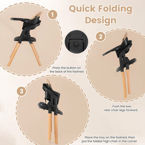 7-in-1 Convertible Foldable Baby High Chair with Adjustable Tray