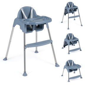 Convertible Baby High Chair, 4-in-1 Highchair w/ Removable 2-Psosition Double Tray, 5-Point Safety Harness