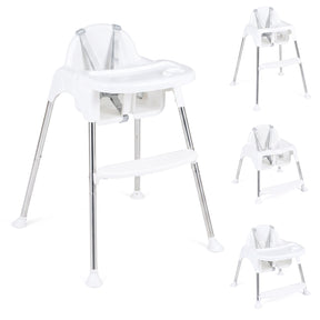 Convertible Baby High Chair, 4-in-1 Highchair w/ Removable 2-Psosition Double Tray, 5-Point Safety Harness