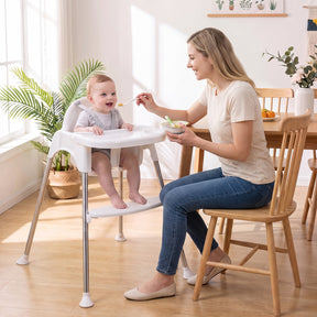 Convertible Baby High Chair, 4-in-1 Highchair w/ Removable 2-Psosition Double Tray, 5-Point Safety Harness