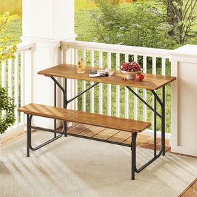 Acacia Wood Patio Table Bench for 2 People One-Side Picnic Table